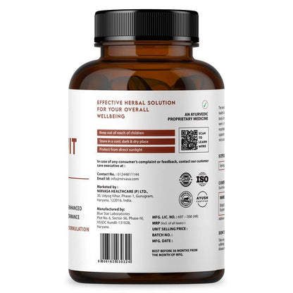 Nirvasa Shilajit Tablets (500mg, 60 Tab) | Pure Himalayan Shilajeet Extract | Supports Muscle Strength, Stamina, Endurance & Energy | Improves Performance, Vitality & Immunity | Men & Women