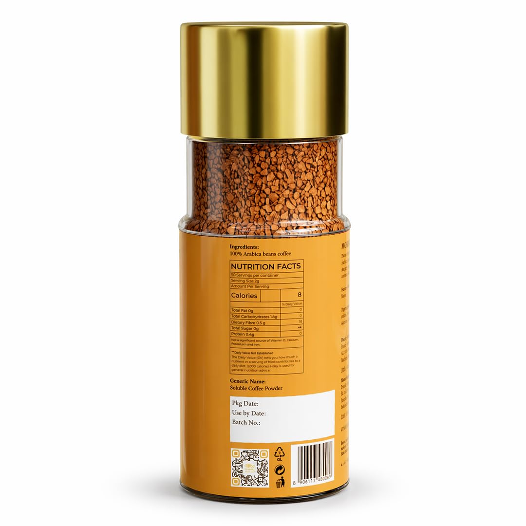 TGL Co. Morning Motivation Instant Coffee Powder (100g) 100% Arabica Coffee Beans | Rich & Aromatic Antioxidant-Rich Boosts Energy & Focus | Perfect for Hot & Cold Coffee