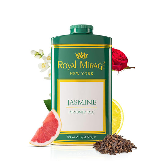 Royal Mirage Jasmine Deodorizing Talc for Women | Floral & Fresh Scent | Green Apple, Jasmine & Citrus Notes | Soft & Smooth Skin | Long-Lasting Fragrance | Talcum Powder for Women | 250gm