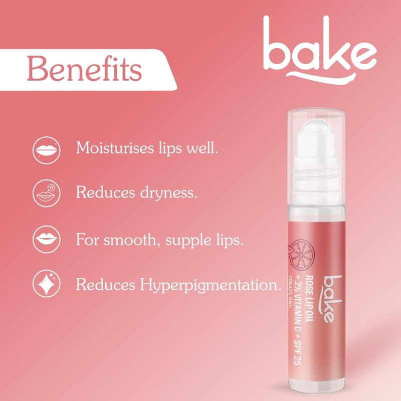 Bake Lip Oil for Shiny, Glossy, Soften Lips, Moisturizing & Nourishing-15gm