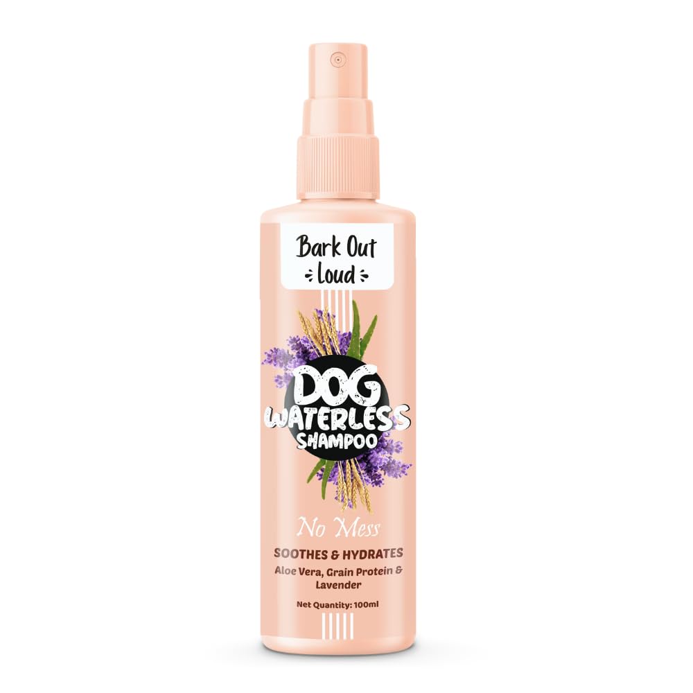 Bark Out Loud - Waterless Dry Dog Shampoo | Aloe Vera, Milk Protein, Lavender & Chamomile | Anti-Bacterial, Itch Relief, Hydrating Coat Dog Dy Bath, Shamppo for Dogs(100ml)