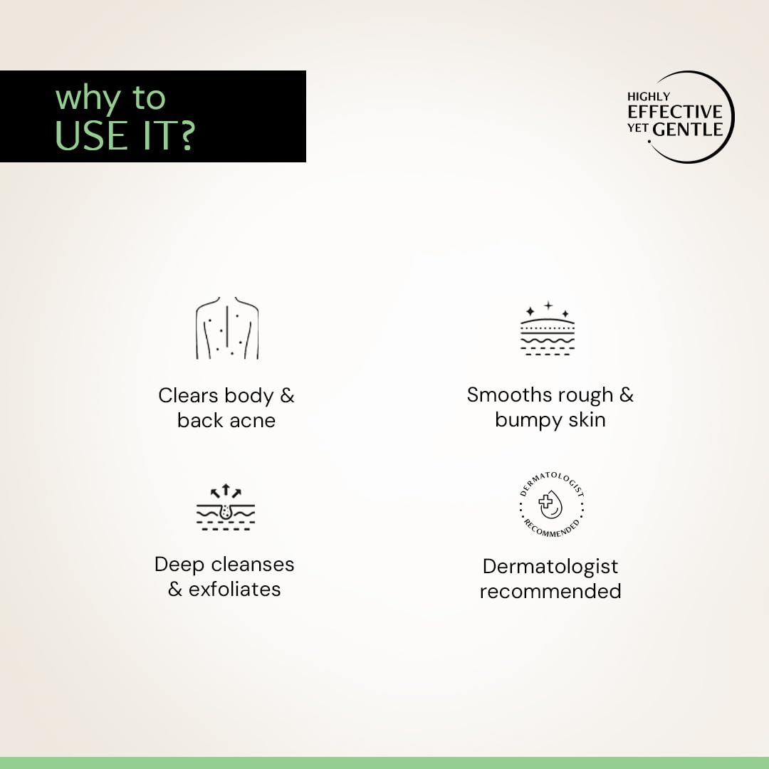 Product packaging with icons and text highlighting features on a light beige background