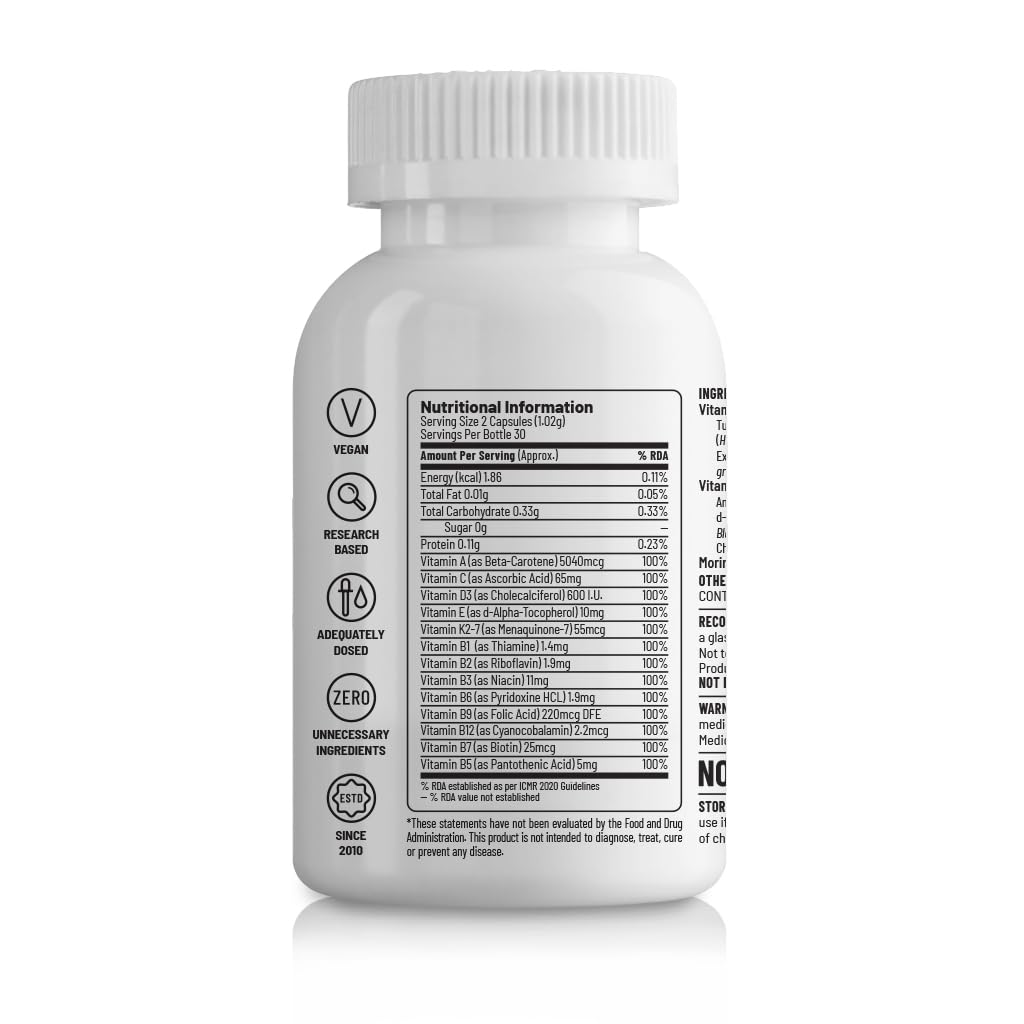 Zephivo  Unived Wholefood Multivitamin for Women | Vegan Plant-Based Multivitamins A, B-Complex, C, D3, E, & K2-7| Natural, Wholefood Plant Based, & Vegan | 60 Capsules
