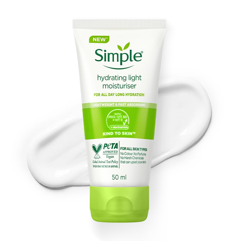 Simple hydrating light moisturizer tube with green and white design on a white background