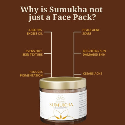 Svarasya Sumukha Ayurvedic Face Pack for Women | Ubtan Powder with Sandalwood, Licorice & Vetiver | For Oily & Blemished Skin | Glowing Skin, De-Tan, Pigmentation & Acne Scar Care | 100g