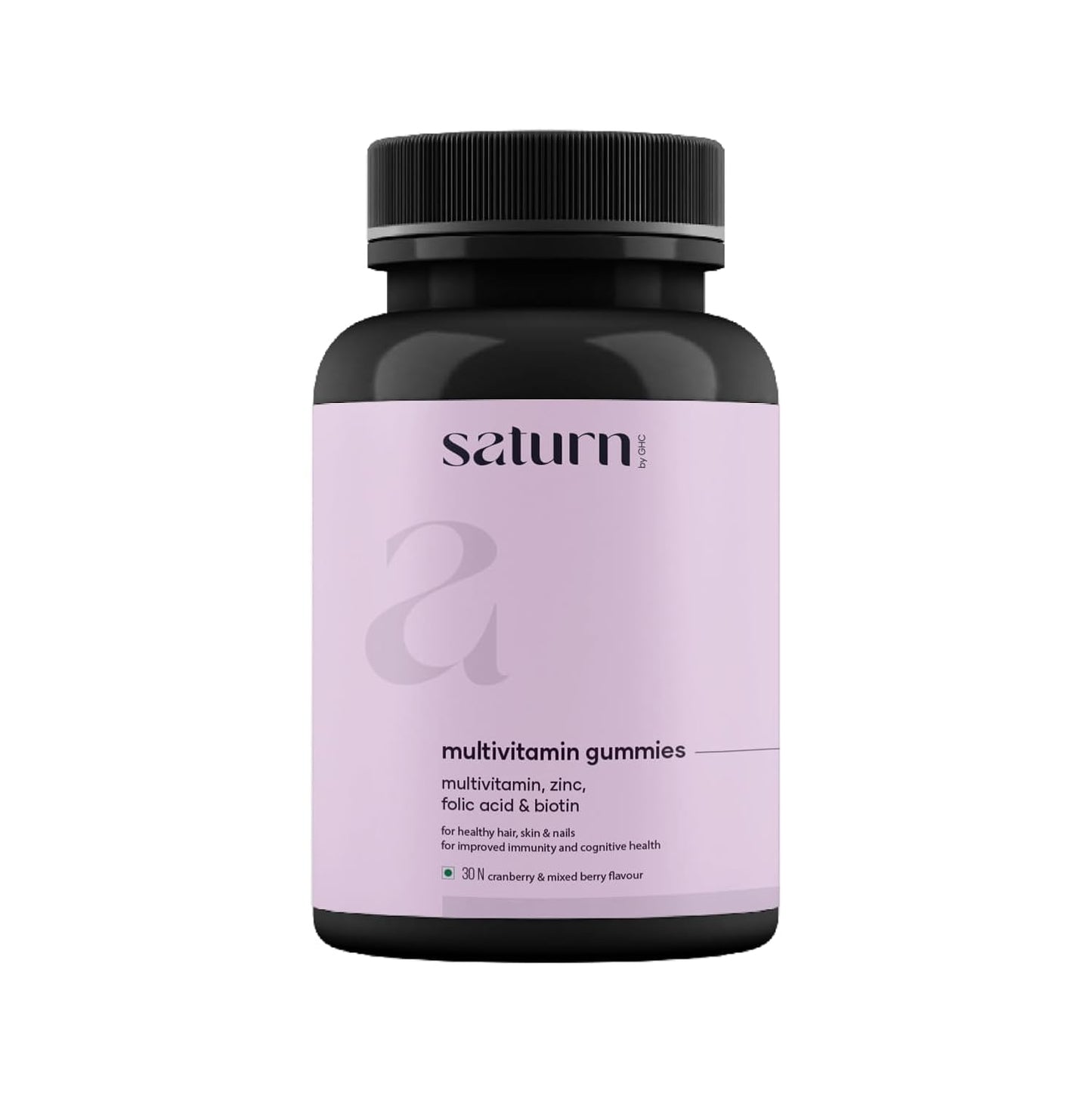 Saturn by GHC Multivitamin - 100% Vegan, 30 Gummies | Promotes Thick Hair & Restores Skin Glow Powered With Multivitamin, Biotin, Zinc & Folic Acid | Paraben, SLS-Free, Sulphate-Free