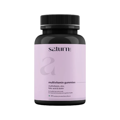 Saturn by GHC Multivitamin - 100% Vegan, 30 Gummies | Promotes Thick Hair & Restores Skin Glow Powered With Multivitamin, Biotin, Zinc & Folic Acid | Paraben, SLS-Free, Sulphate-Free