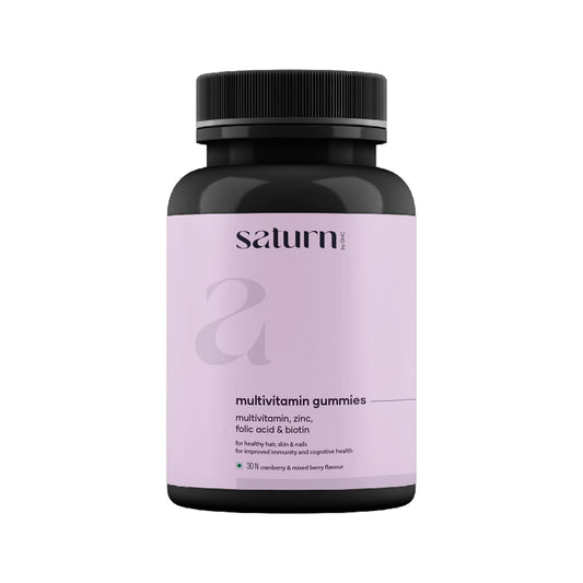 Saturn by GHC Multivitamin - 100% Vegan, 30 Gummies | Promotes Thick Hair & Restores Skin Glow Powered With Multivitamin, Biotin, Zinc & Folic Acid | Paraben, SLS-Free, Sulphate-Free