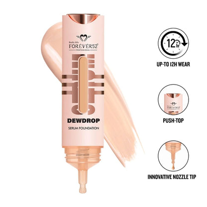 Daily Life Forever52 Dewdrop Serum Hydrating Foundation with Hyaluronic Acid & Kiwi Extract | Lightweight Serum Texture | Satin Finish | 12H Wear (Fair Light-01, 15ml)
