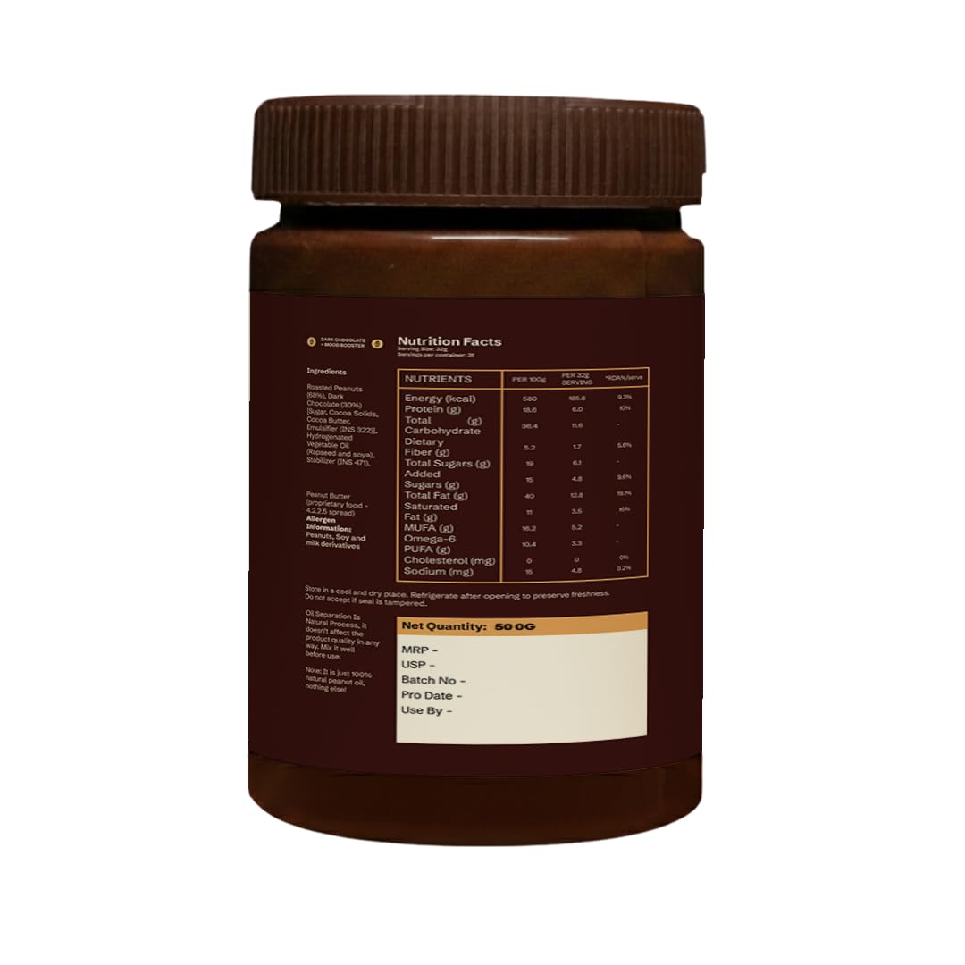 NUTRIKICK Crunchy Chocolate Peanut Butter | High Protein Dark Chocolate Nut Spread | With Vitamin E | Gourmet Healthy Snack for Kids, Athletes & Fitness Enthusiasts