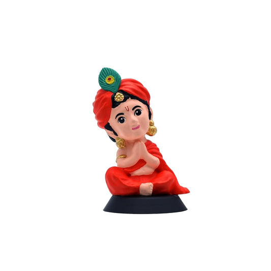 Kanha Ji Figurine Showpiece for Car Dashboard, Home Office | Lord Krishna, Laddoo Gopal Murti Statue for Hindu Temple, Spiritual Decor | Gift for Devotees (Bhakti Krishna Skin Tone)