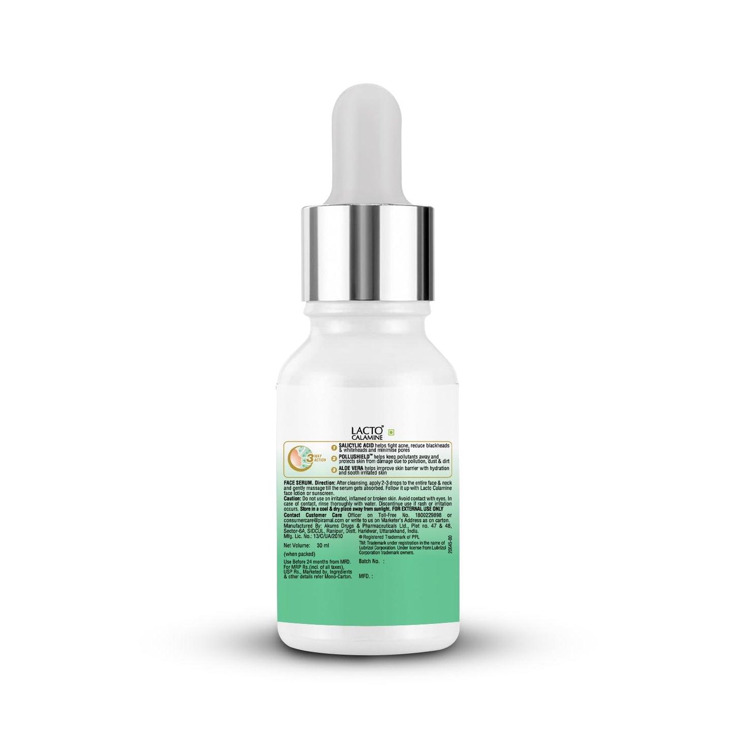 Lacto Calamine 2% Salicylic Acid Face Serum | 30ml | Face Serum For Acne, Blackheads, Oil control, Open Pores & Clear Skin | Dermatologically Tested & Fragrance Free