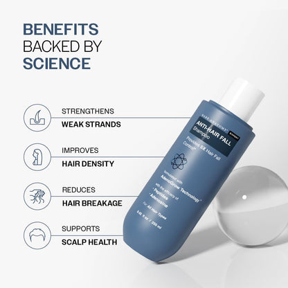 Bare Anatomy Anti Hair Fall Shampoo | 5x Hair Fall Control & Growth|Contains Biotin Adenosine, & Peptides | Rosemary, Rice Water, Hyaluronic Acid | For All Hair Types | For Women & Men | 250ml