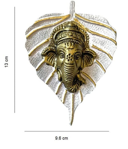 Heaven Decor White Peepal Leaf Gaenesh god Idol Decorative murti Wall Hanging