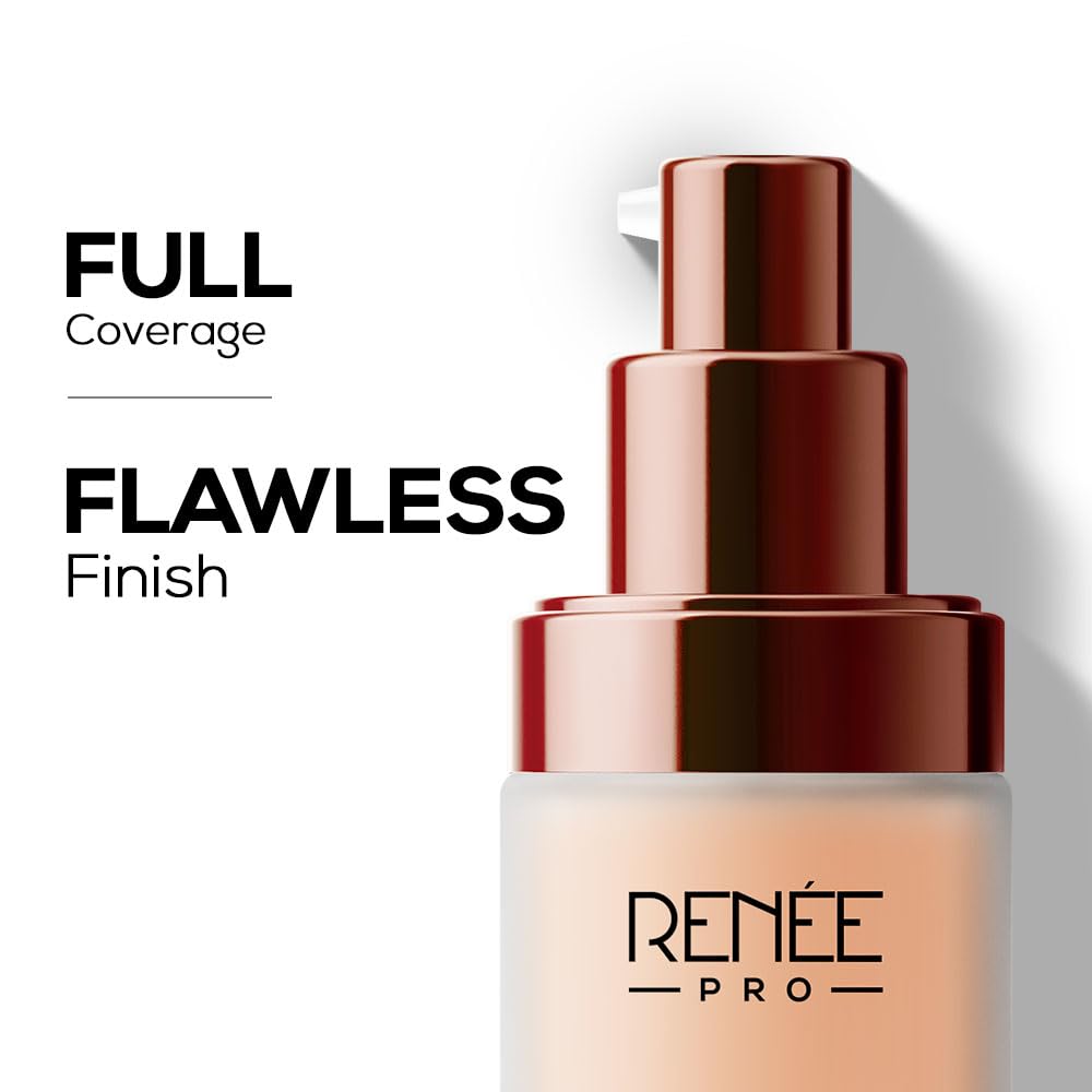 RENEE PRO Broadway Liquid Foundation - Eden, Full Coverage, Lightweight, Long-Lasting, And Highly Buildable. Delivers Velvety Matte Finish, Infused with Spf 15 & Argan Oil for Nourishment - 30ml