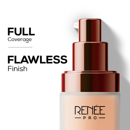 RENEE PRO Broadway Liquid Foundation - Eden, Full Coverage, Lightweight, Long-Lasting, And Highly Buildable. Delivers Velvety Matte Finish, Infused with Spf 15 & Argan Oil for Nourishment - 30ml