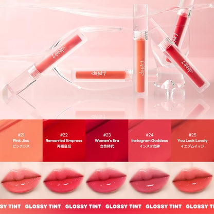Liphip Glossy Lip Tint (L23 Women’s Era) High Shine Non-Sticky Tint Lip Gloss, Long Lasting Hydrating Lip Stain Gloss Finish, Korean Lip Tint (3g, Rose Red)