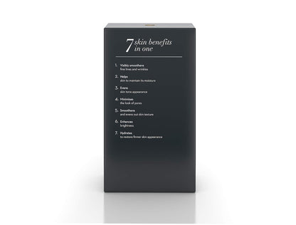Black box with '7 skin benefits in one' text on a white background