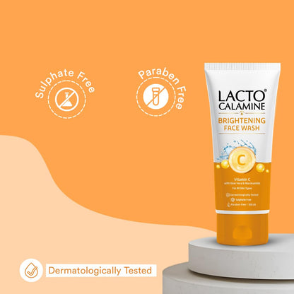 Lacto Calamine Vitamin C Face Wash | Pack of 1 x 100ml | Aloe Vera & Niacinamide Face Wash for Glowing Skin | Facewash that Exfoliates Skin & Reduces Pigmentation | No Parabens, No Sulphates