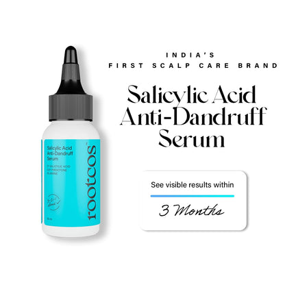 Salicylic Acid Anti-Dandruff Serum bottle with branding and text on a white background