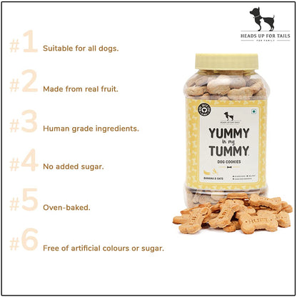 HUFT Yummy in My Tummy Banana & Oats Vegetarian Dog Biscuits 320 G, All Life Stages
