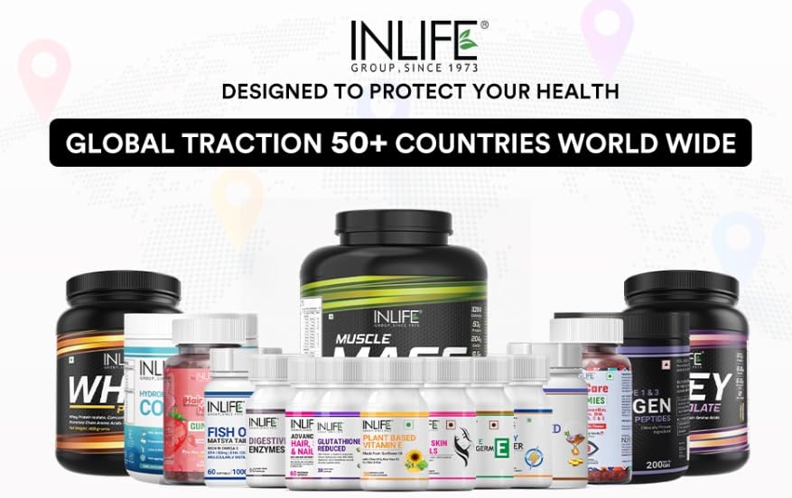 INLIFE Vitamin D3 K2 Supplement | Derived from Lichen (Plant Based) & Vitamin K2 (MK7) | Supports Bone, Teeth, Heart, Immunity, Mood, Strength, Recovery | For Men & Women - 60 Vegetarian Tablets