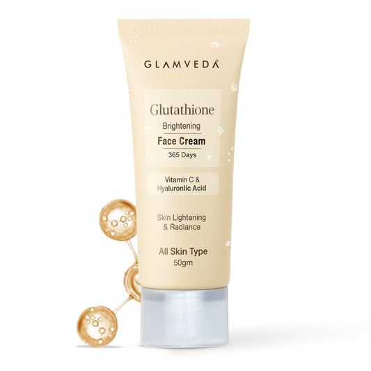 Glamveda Glutathione Face Cream For Skin Brightening | with Vitamin C & Hyaluronlic Acid For Clear & Glowing Skin | Reduce Dark Spots, Hyperpigmentation | Whitening Cream For All Skin Type 50 gm