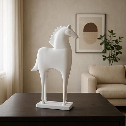 Elegant Horse Figurine | Modern Minimalist Home,Office Decor | Sleek Resin Sculpture | Contemporary Home Accent - White