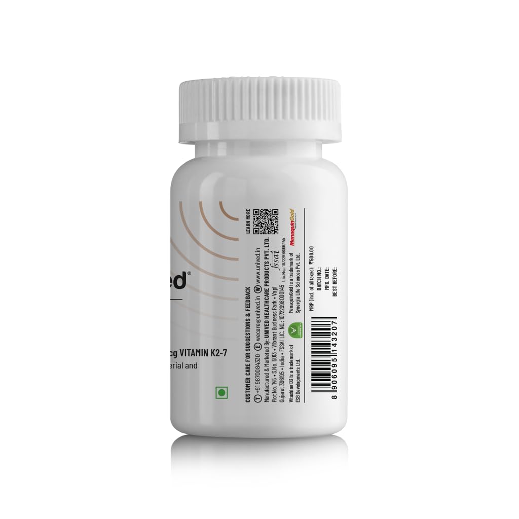 Zephivo Unived Basics D3+K2 (MK-7) | Vegan Vitamin D3 600 IU & Vitamin K2-7 (MenaquinGold) 55mcg | Immunity, Heart, Muscle, & Bone Health | Plant-Based & Natural | 30 Vegan Capsules
