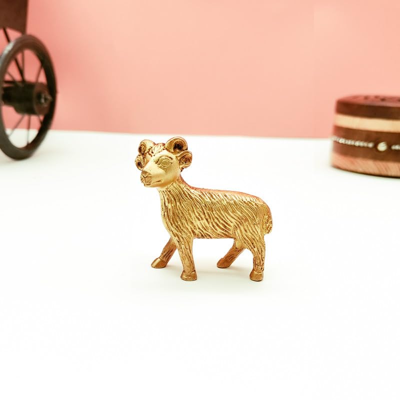 Brass Animal Sheep Sculpture Statue Handcrafted Decorative Showpiece Idol for Home, Office Decor (Size : 5.5cm | Weight : 132gm Approxe)