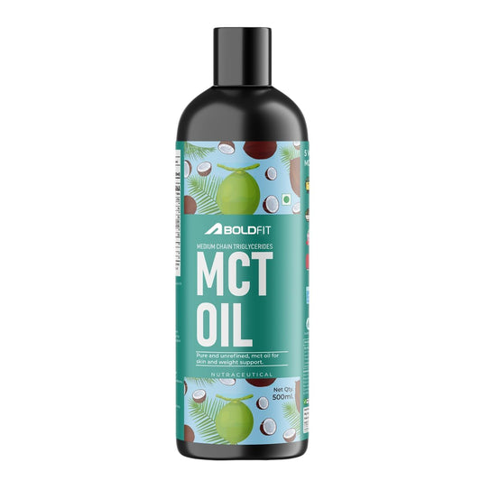 Boldfit MCT Oil C8 C10 Vegan Coconut Derived MCT for Keto and Paleo Friendly Cold Pressed Oil Supports Energy, Metabolism, Gut and Brain Function –500ml