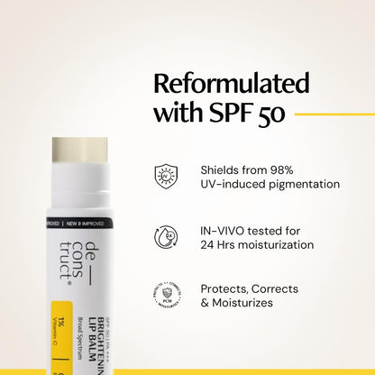 Deconstruct Brightening Lip Balm SPF 50 | Vitamin C & Resorcinol | Moisturizes Dry, Chapped Lips & Brightens Pigmented Lips | Vitamin E & Murumuru Butter | 4.2g