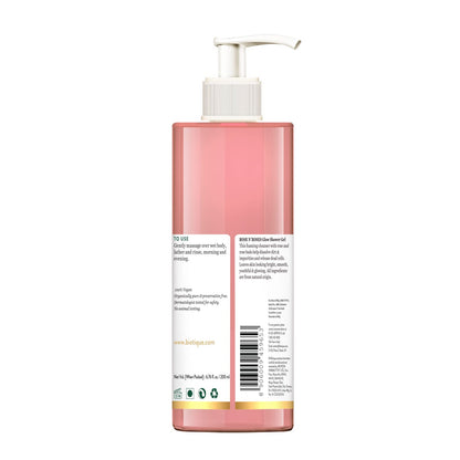 Pink bottle with pump and label on a white background