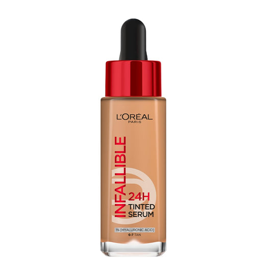 L’Oréal Paris Infallible 24H Tinted Serum Foundation, Light-weight Coverage, Dewy & Radiant Finish, Transfer-proof, 30ml