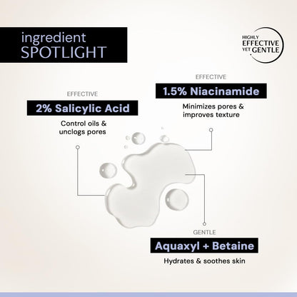 Skincare product ingredient spotlight with text on a light background