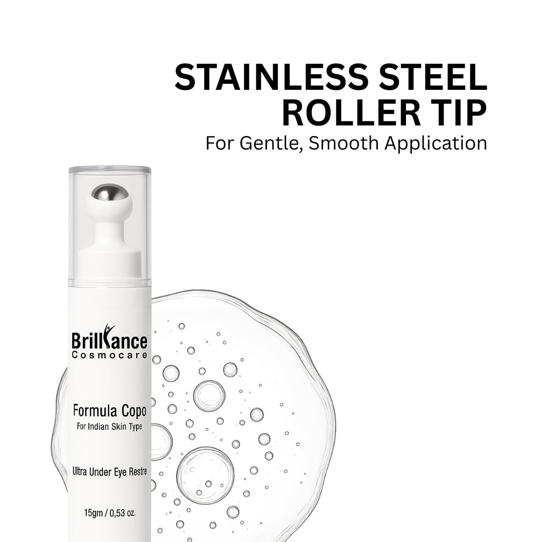Brilliance Advance Under Eye Serum for Dark Circles & Puffiness – Hydrating Anti-Aging Formula with Peptides,Niacinamide & Hyaluronic Acid | Dermatologist Tested | 15gm