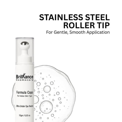 Brilliance Advance Under Eye Serum for Dark Circles & Puffiness – Hydrating Anti-Aging Formula with Peptides,Niacinamide & Hyaluronic Acid | Dermatologist Tested | 15gm