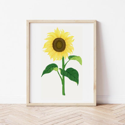 Sunflower Botanical Wall Painting| Modern Art Painting for Living Room Bed Room and Office | 11 x 14 inches (Natural Frame)