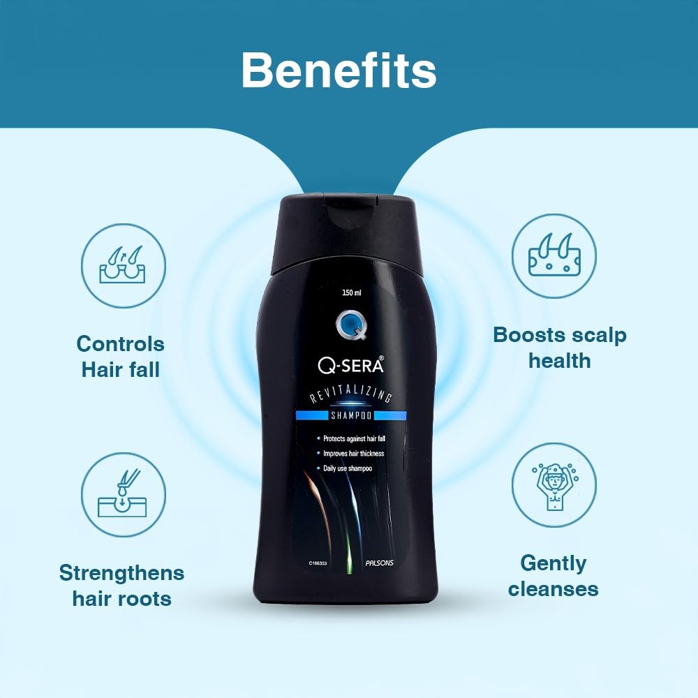 QSERA Revitalizing Shampoo | For Dry & Frizzy Hair | Makes healthy, smooth, and damage-free | Sulphate free | Paraben Free | Dermatologist Recommended | Strengthens the Hair | 150 ML