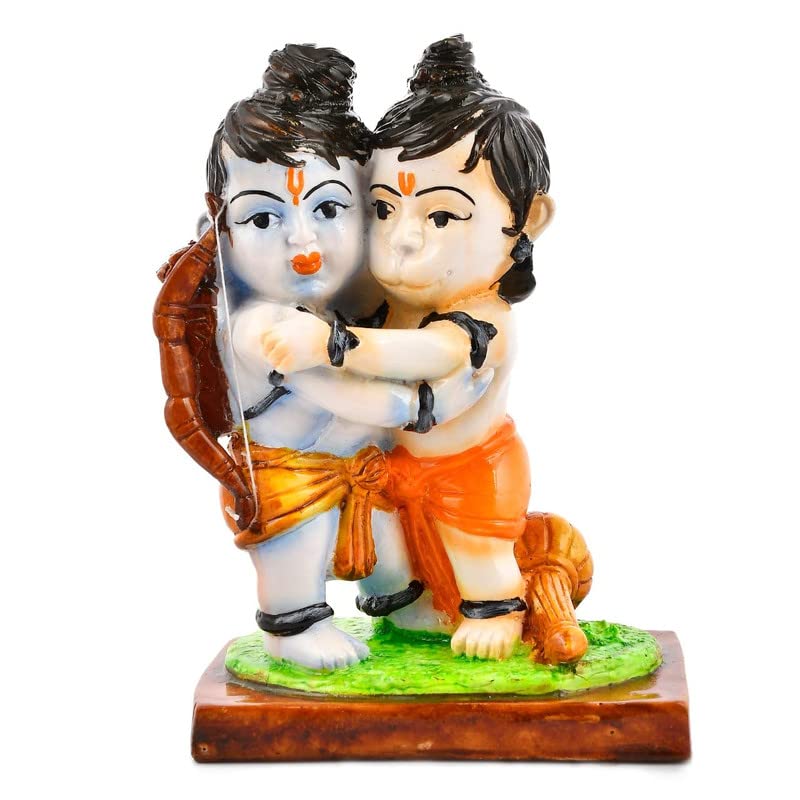 Lord Ram and Hanuman Idol | Bhagwan Ram and Hanuman Statue Hugging Each Other| Jai Shri Ram Figurine/Showpiece for Home Decoration, Gifting, Temple, Office