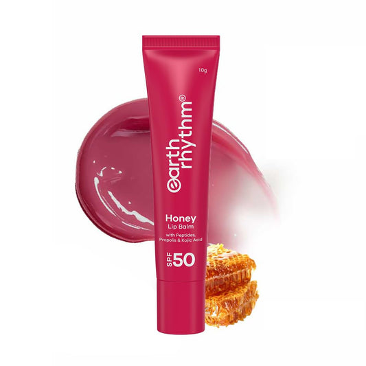 Earth Rhythm Honey Lip Balm SPF 50 Brightens Lips with Propolis,Peptides & Kojic Acid - Wildflower