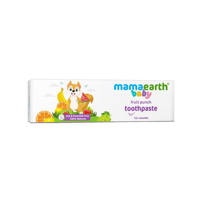 Mamaearth Fruit Punch Toothpaste - 50g | Infused with Sorbitol, Silica & Glycerin | Promotes Healthy Teeth & Gums, Free from Fluoride & SLS, 100% Natural