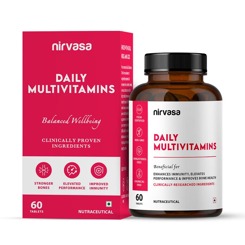 Nirvasa Daily Multivitamin Tablets for Men & Women | Enhances Immunity & Energy | Vitamin Tablets to Promote Healthy Bones, Joints & Muscles - 60 Tablets