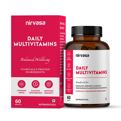 Nirvasa Daily Multivitamin Tablets for Men & Women | Enhances Immunity & Energy | Vitamin Tablets to Promote Healthy Bones, Joints & Muscles - 60 Tablets