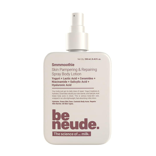 Be Neude Body Lotion with Ceramide, Lactic Acid, Niacinamide & Hyaluronic Acid for Deep Hydration, Barrier Repair & Dark Spot Reduction, Ultralight, Non-Sticky Body Lotion Smmmoothie, 250ml