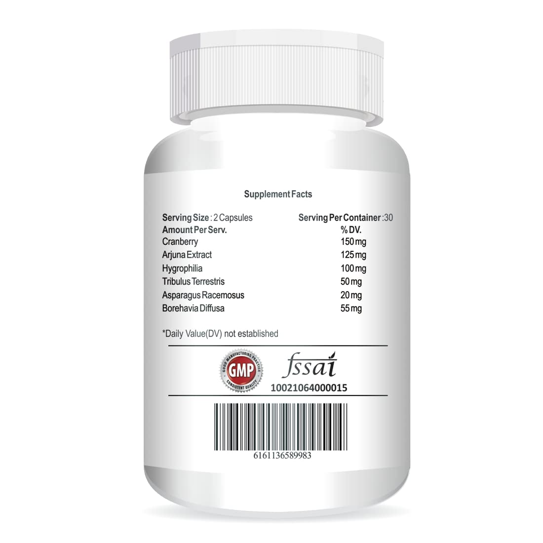 Supplement bottle with label on a white background