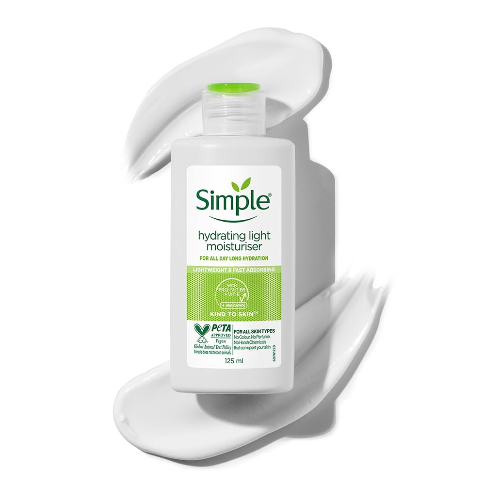 Simple Hydrating Light Moisturiser, 125ml | 12HR Hydration | With Niacinamide, Pro-Vitamin B5, Strengthens Skin Barrier| Lightweight, Non-Greasy Moisturizer | For Soft, Smooth Skin