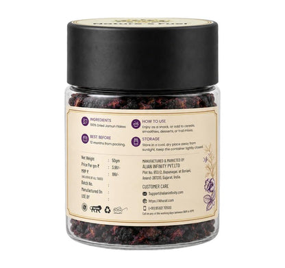 Nature's Fuel Dry Jamun Flakes 50g | 100% Natural Dry Black Plum (Jamun) Fruit Snack | No Added Sugar, No Preservatives (Pack of 6)