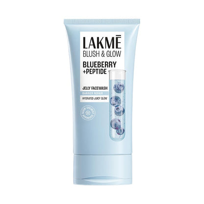 LAKME Blush & Glow, Blueberry + Peptide Gentle Jelly Facewash, 150g, for Fresh and Hydrated Skin, with Blueberry Extract & Blue Peptide, Removes Dirt & Impurities, for Dry & Dehydrated Skin
