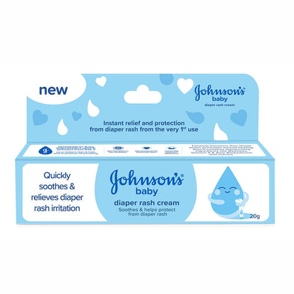 Johnson's Baby Diaper Rash Cream 20g | With Aloe Vera & Natural Beeswax | For All Skin Types Including Sensitive Skin | Clinically Proven, Soothes & Prevents Diaper Rash | No Parabens & Sulphates | Paediatrician Tested